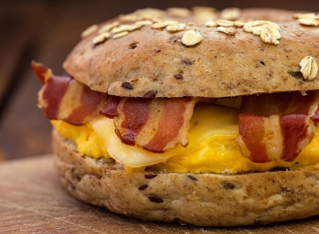 Bacon egg cheese breakfast sandwich