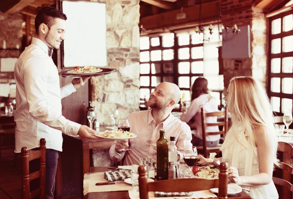 waiter at first date bar