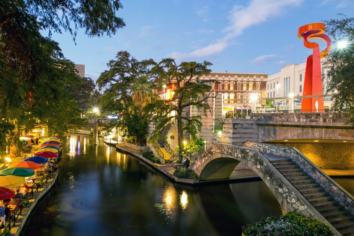 the san antonio riverwalk at night