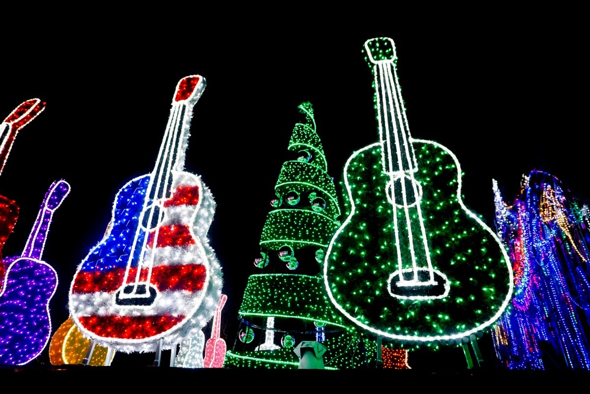 Lit-up guitars in Austin Texas for Christmas