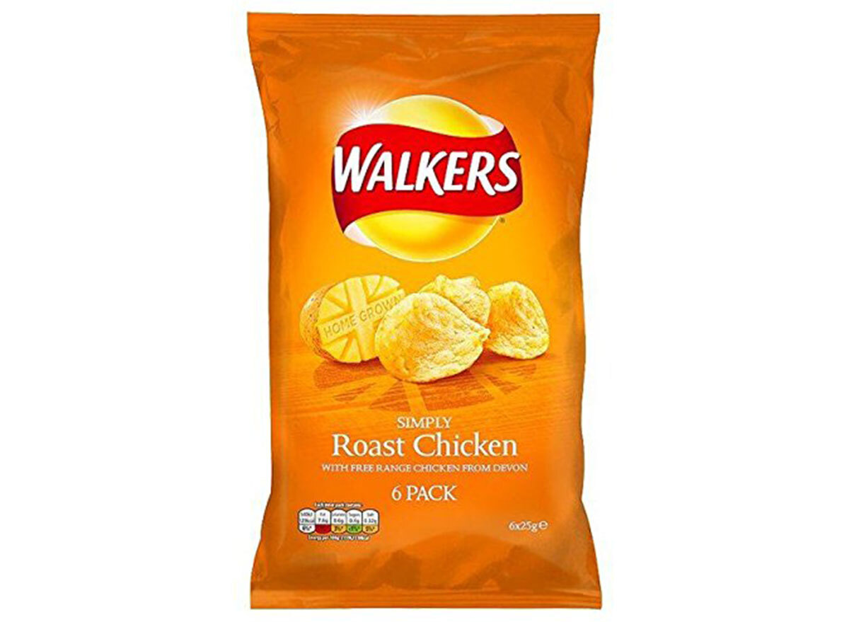 walkers roast chicken flavored chips bag