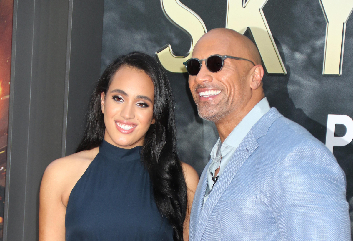 Simone and Dwayne Johnson at the premiere of 