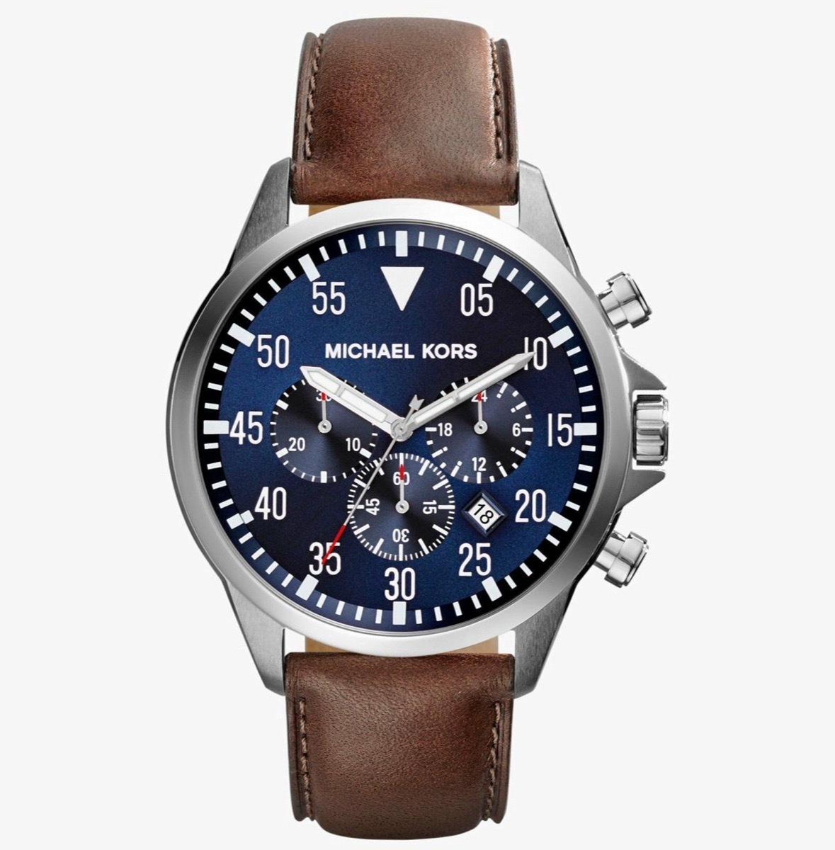 Men's watch with leather strap