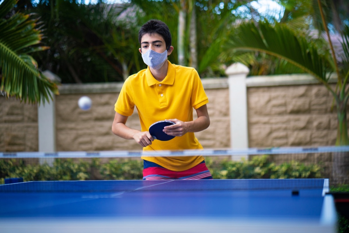 Table tennis in the backyard during covid-19