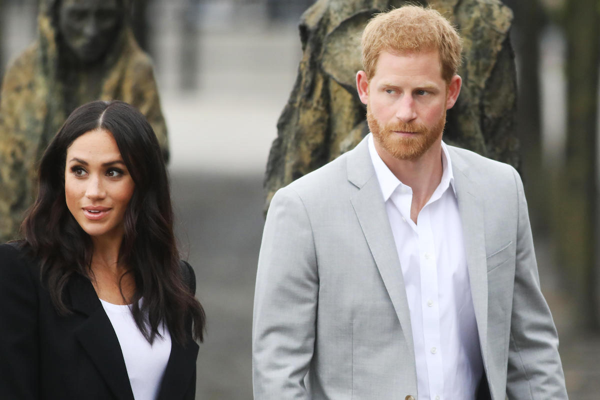 Prince Harry and Meghan Markle visit the Great Famine sculpture, Dublin, Ireland, in July 2018