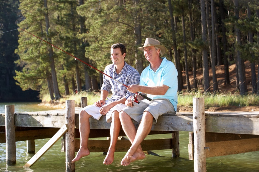 dad and son fishing