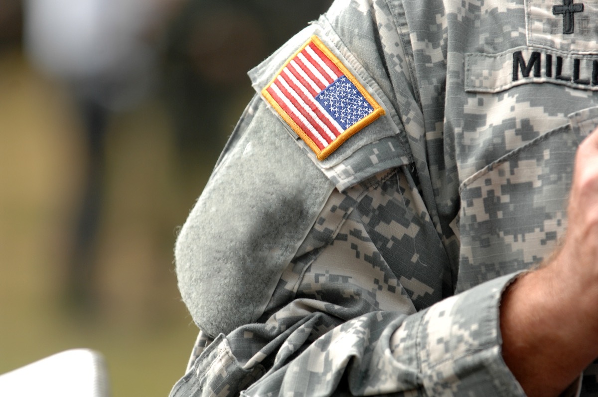 the american flag patch on a military uniform