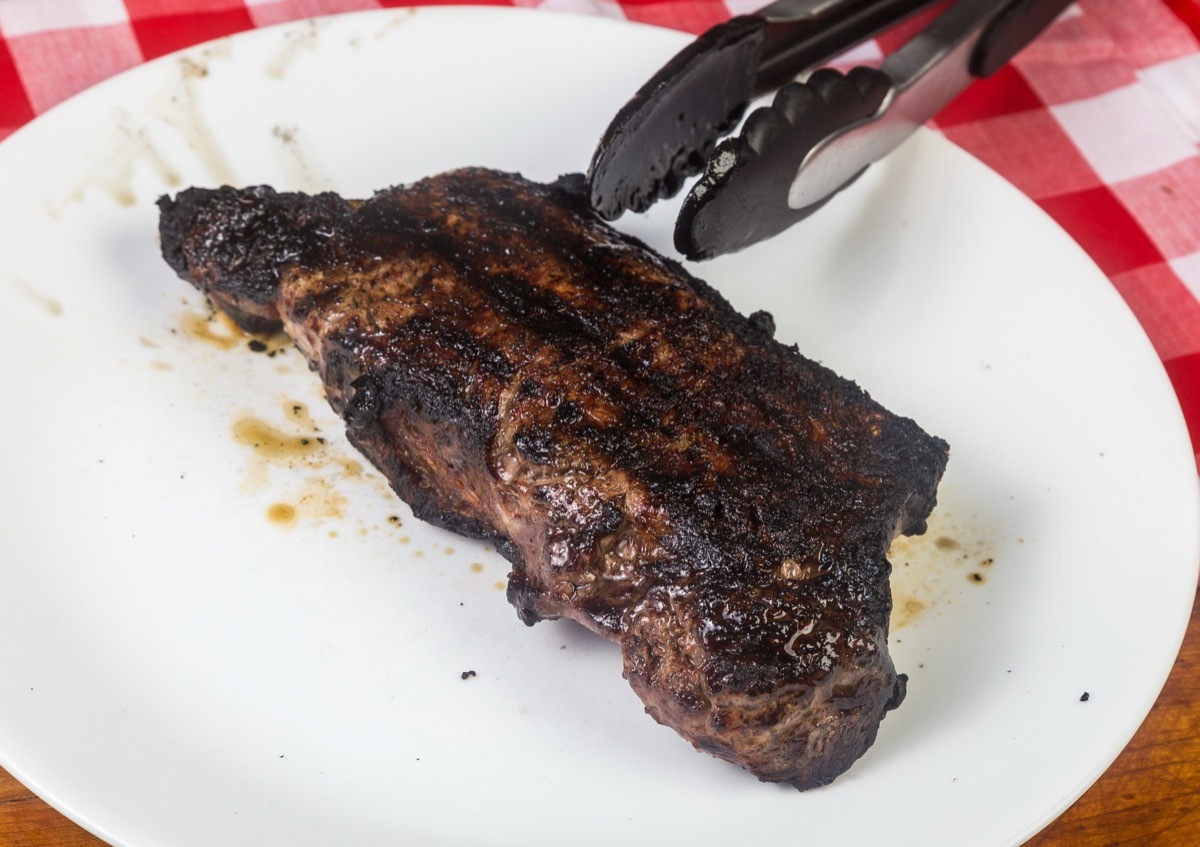 blackened steak on plate