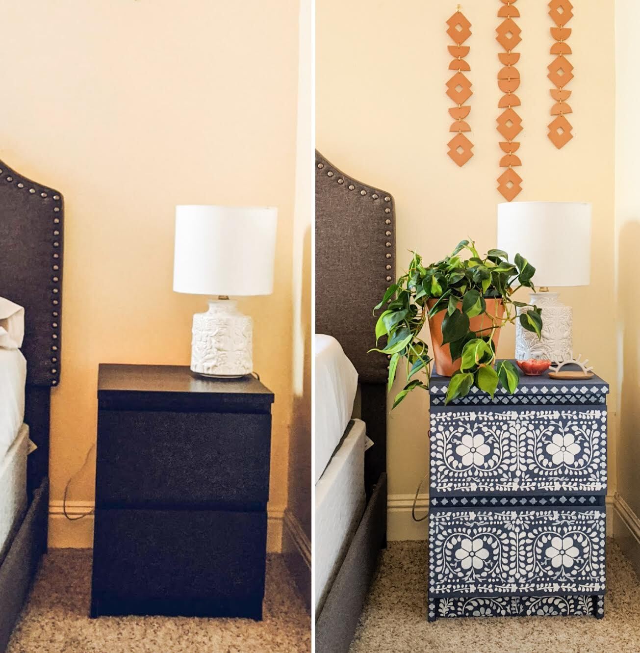 painted nightstand before and after