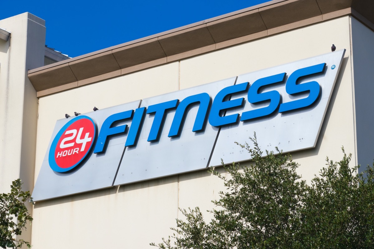 24 hour fitness gym exterior and sign